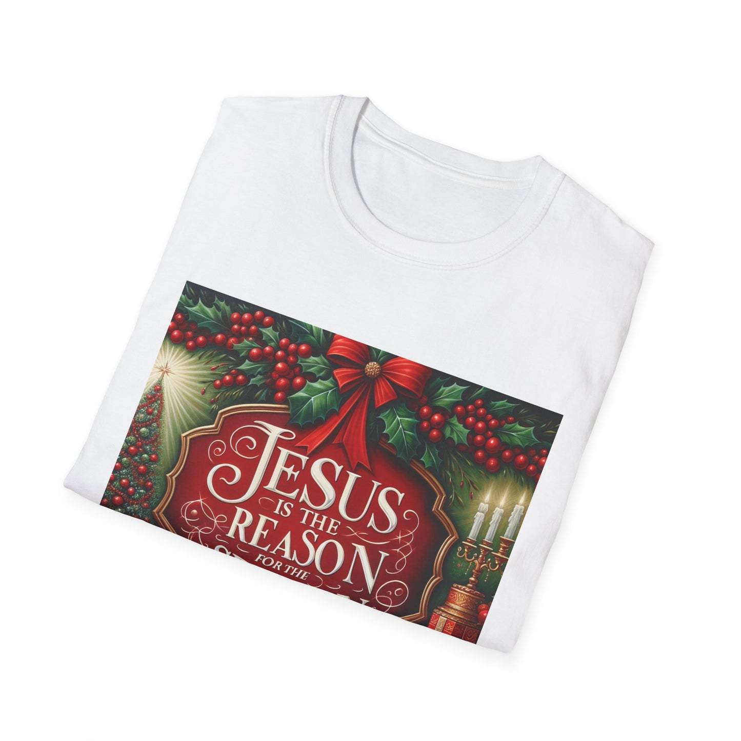 Christian Christmas Unisex Softstyle T-Shirt, Religious Holiday Tee, Jesus Control Design, Men Women Shirt, Xmas Gift Idea